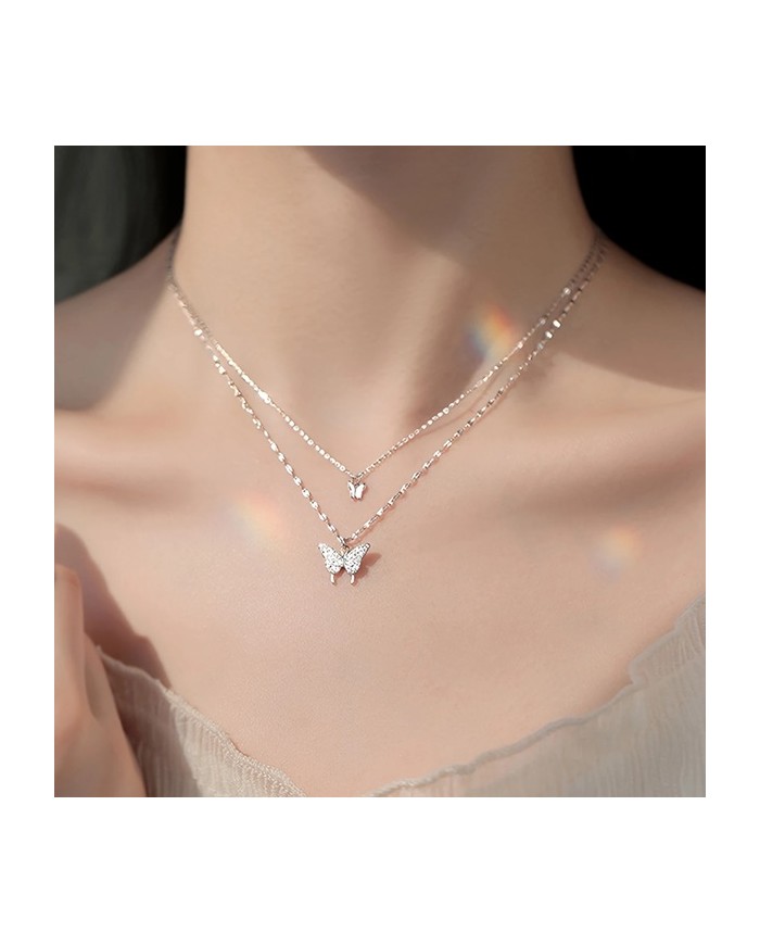 Collier Double Chaîne Papillons
