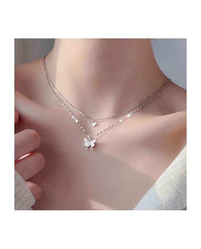 Collier Double Chaîne Papillons