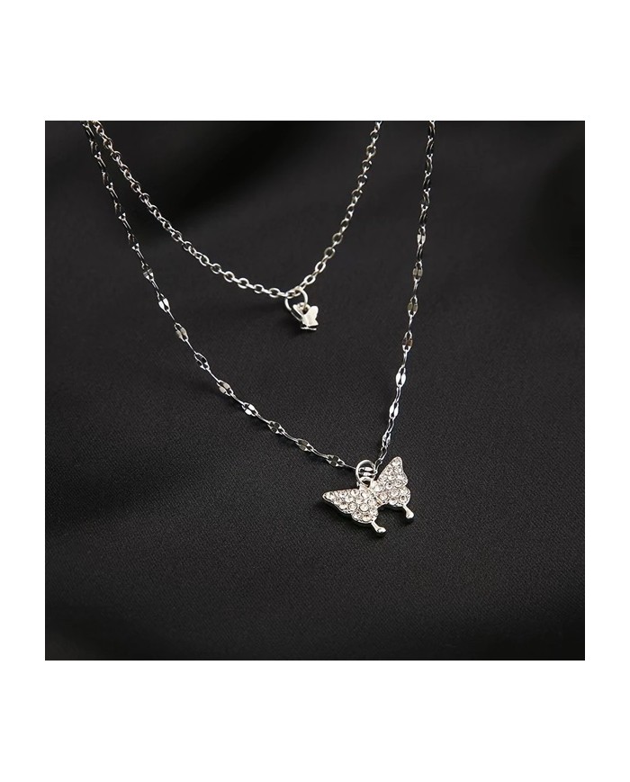 Collier Double Chaîne Papillons