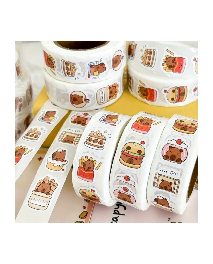 Rouleau de 500 Autocollants Capybara