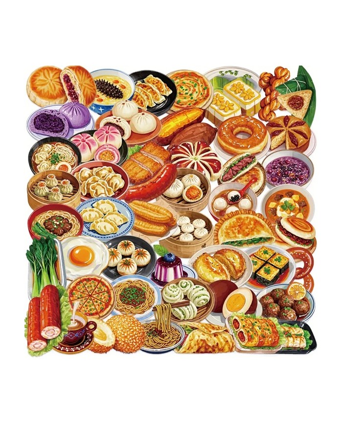 Autocollants Petit-Dej Asiatique (50pcs)