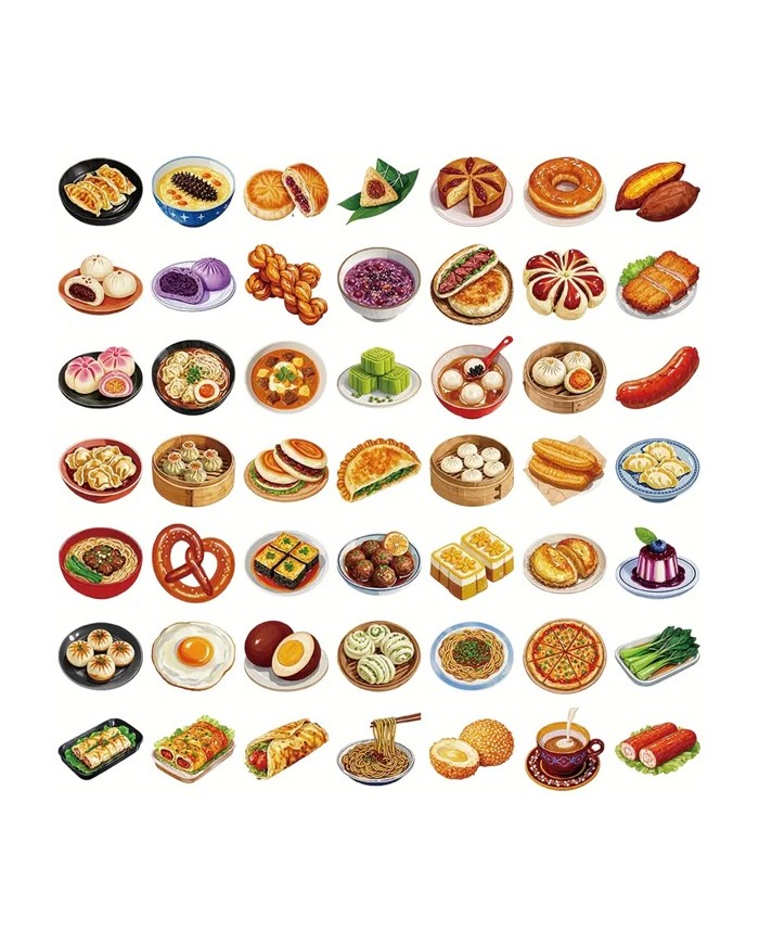 Autocollants Petit-Dej Asiatique (50pcs)