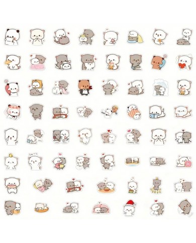 Autocollants Chat Gris & Blanc (60pcs)