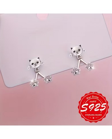 Boucles d'Oreilles Chats (Plaquées argent)