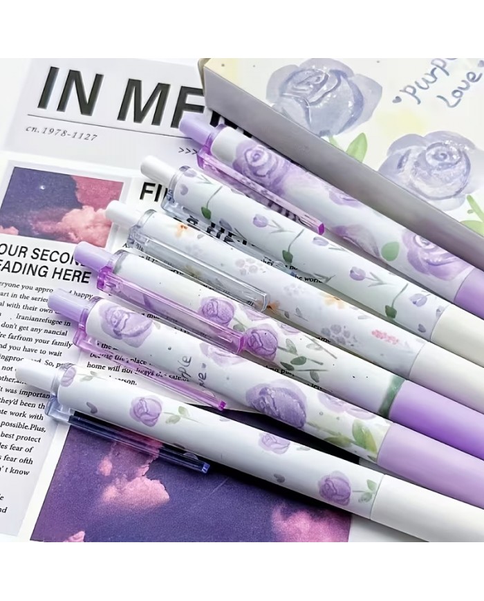 Stylo Fleurs Violettes