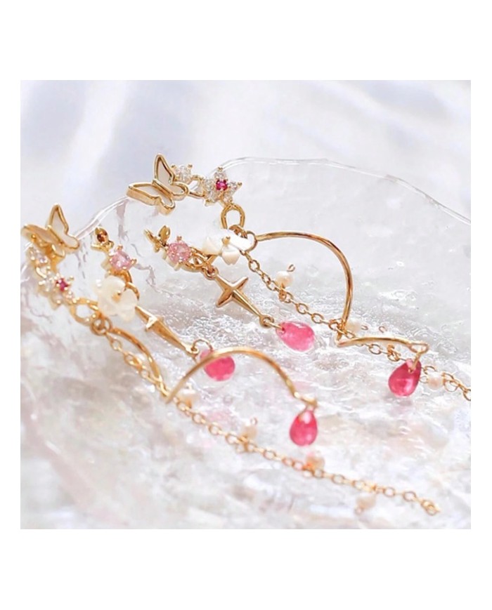 Boucles d'Oreilles Papillons & Perles