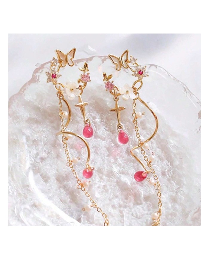 Boucles d'Oreilles Papillons & Perles