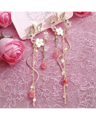 Boucles d'Oreilles Papillons & Perles