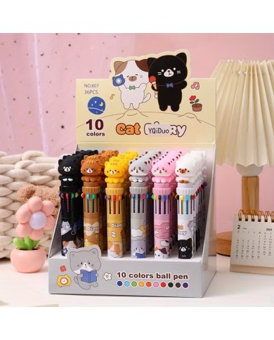 Stylo 10 Couleurs Chat