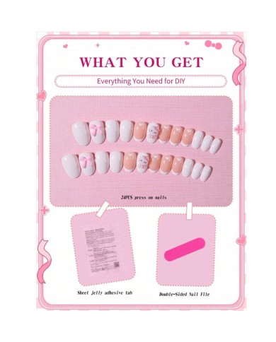 Faux ongles Hello Kitty (Press-on nails) – 24 pièces