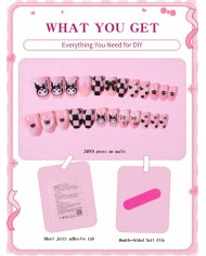 Faux ongles Kuromi (Press-on nails) – 24 pièces