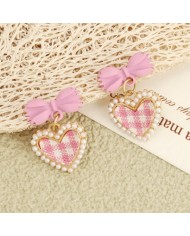 Boucles d'Oreilles Cœur Vichy