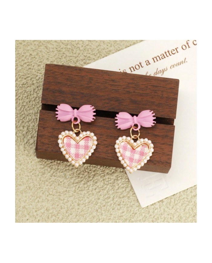 Boucles d'Oreilles Cœur Vichy