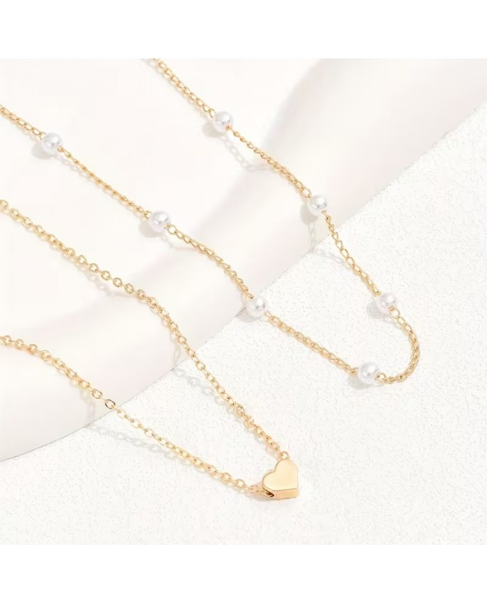 Duo de Colliers Cœur & Perles