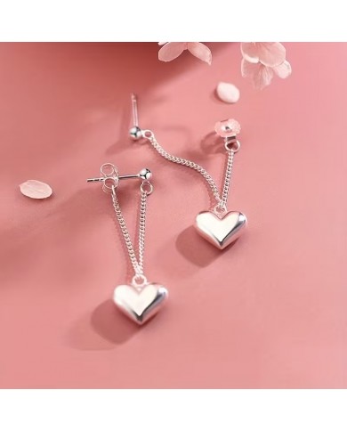 Boucles d'Oreilles Pendantes Cœurs
