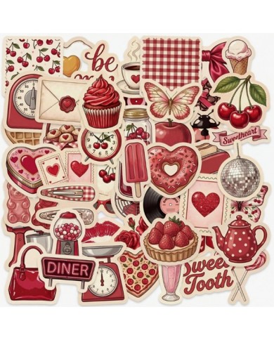 Autocollants Rétro Rouge (50pcs)