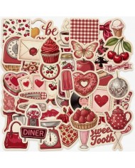 Autocollants Rétro Rouge (50pcs)