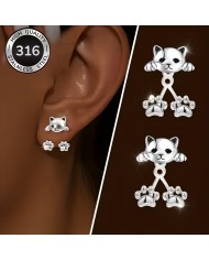 Boucles d'Oreilles Chats (acier inoxydable 316)