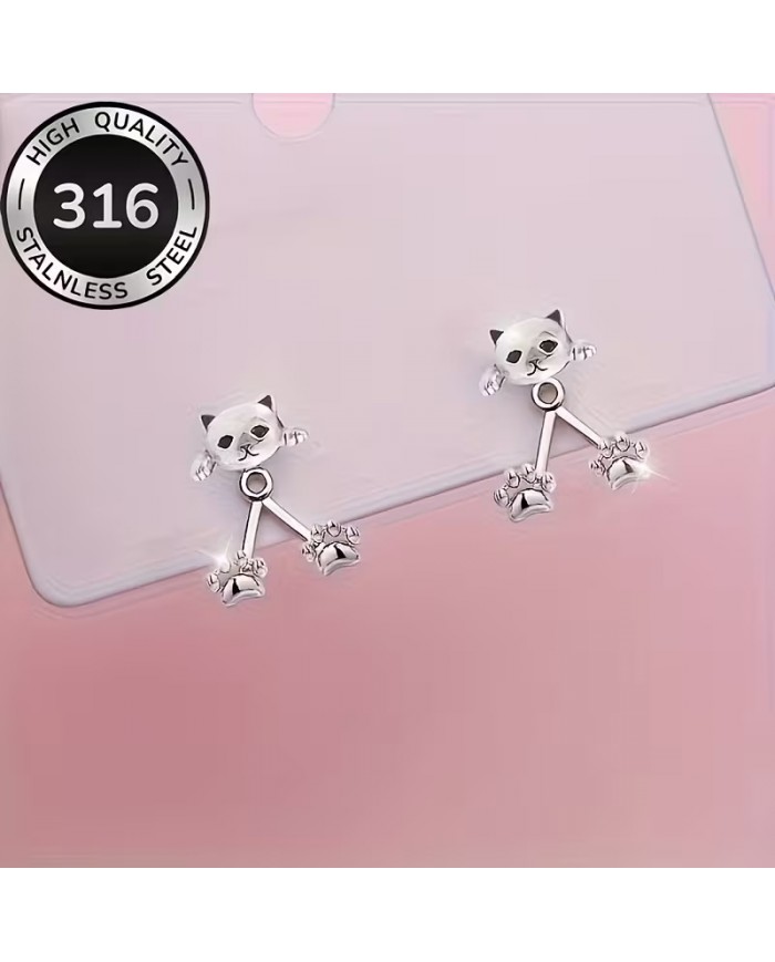 Boucles d'Oreilles Chats (acier inoxydable 316)
