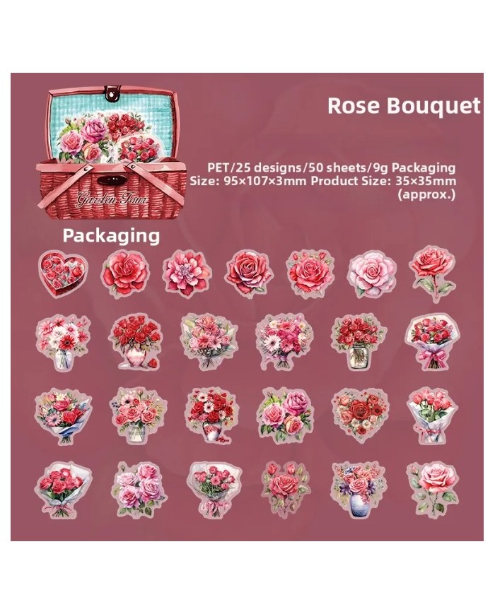 Autocollants Panier de Fleurs (50pcs)