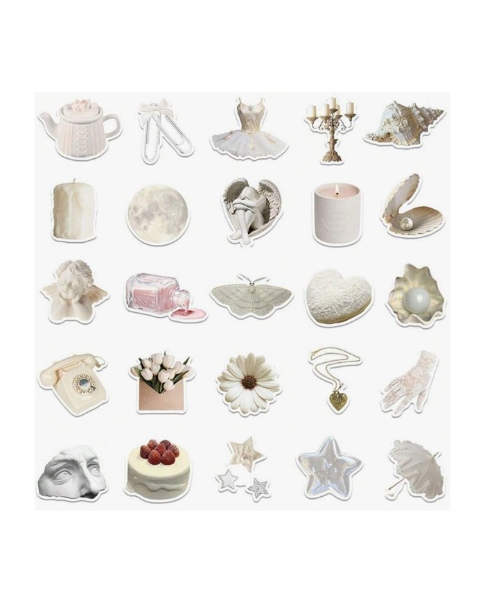 Autocollants White Aesthetic (50pcs)