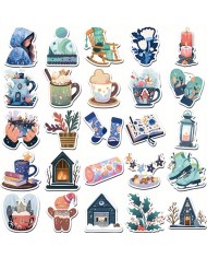 Autocollants Hiver Cocooning (50pcs)