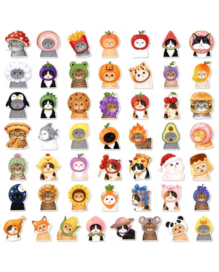 Autocollants Chats Déguisés (50pcs)