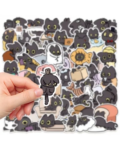 Autocollants Chats Noirs Espiègles (50pcs)