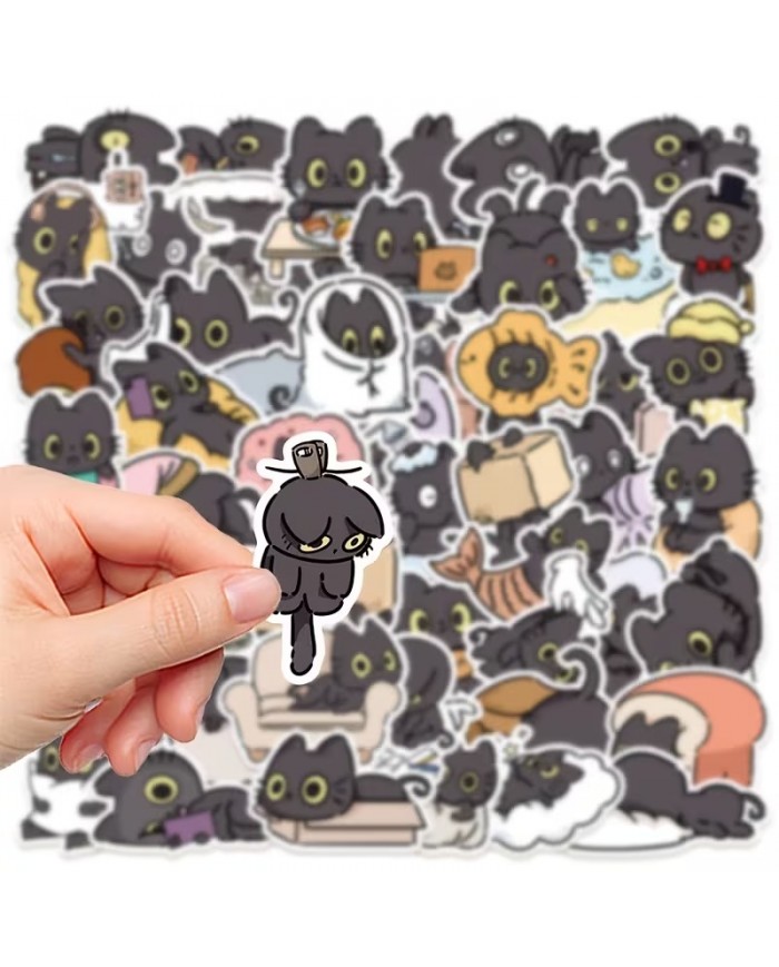 Autocollants Chats Noirs Espiègles (50pcs)