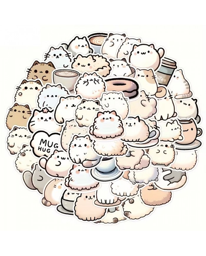 Autocollants Chats Frisés (50pcs)