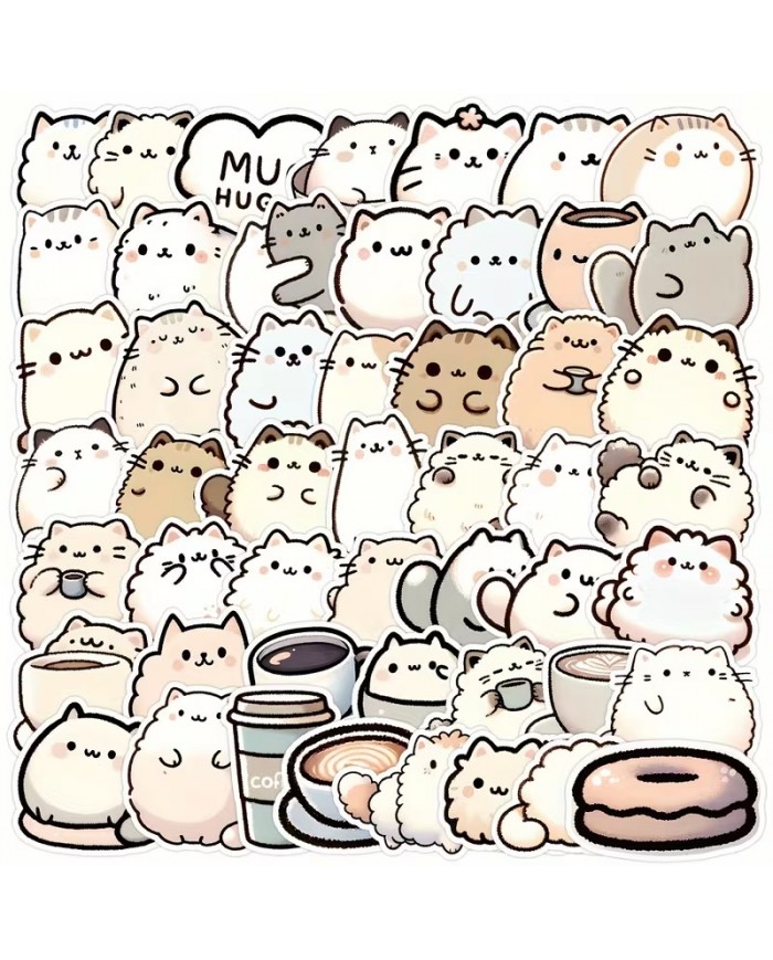 Autocollants Chats Frisés (50pcs)