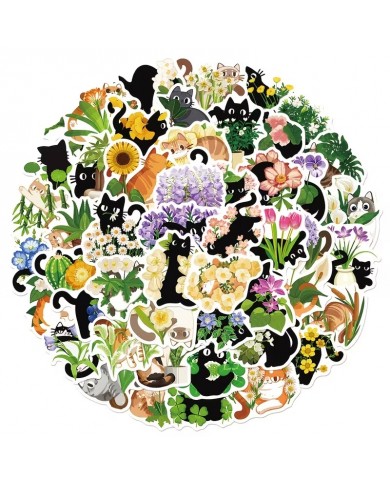 Autocollants Chats & Plantes (50pcs)