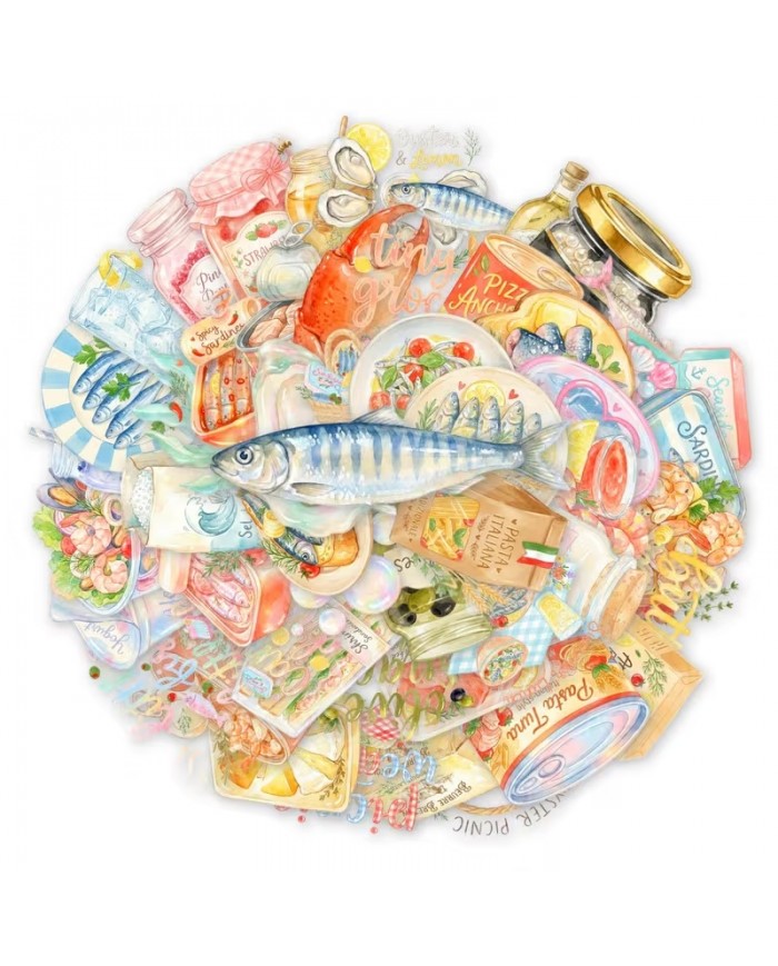 Autocollants Pique-nique en Bord de Mer (50pcs)